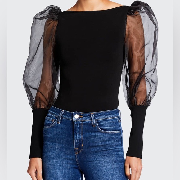 Abella Puff Sleeve Square Neck Sweater - Picture 1 of 16